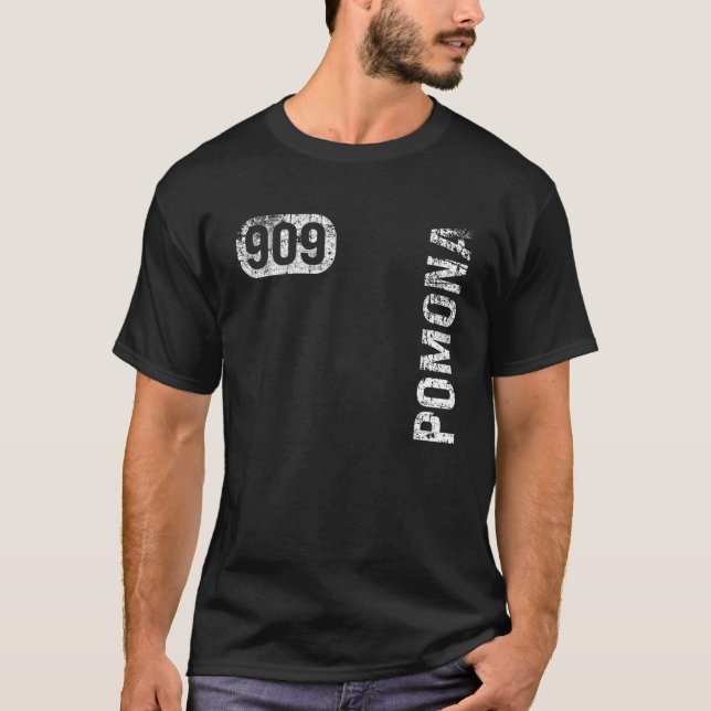 Camiseta Pomona California 909 Area Code Retro (Frente)