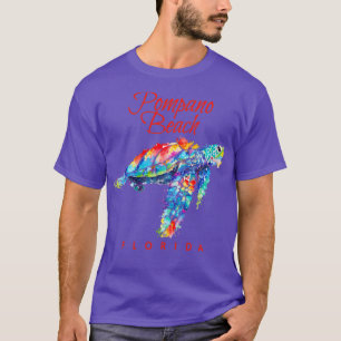Camiseta Pompano Beach Florida Watercolor Sea Turtle