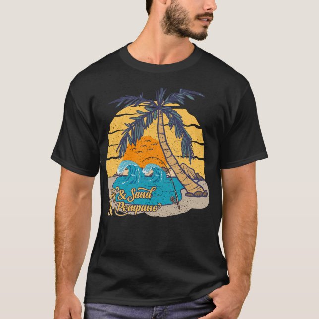 Camiseta Pompano Fishing Beach Retro Surf (Frente)