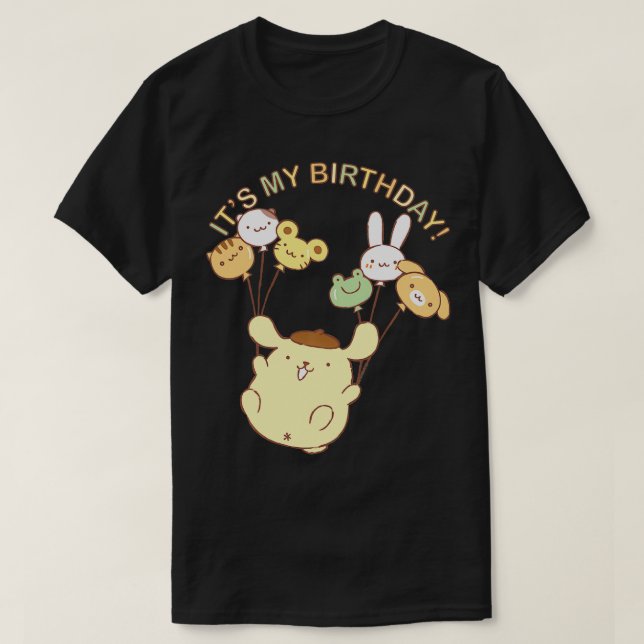 Camiseta Pompompurin É Meu Aniversário (Frente do Design)