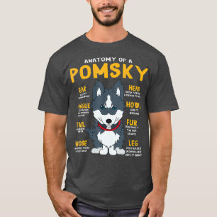 Camiseta Pomsky Anatomy Engraçado Cachorro Mãe Pai Presen