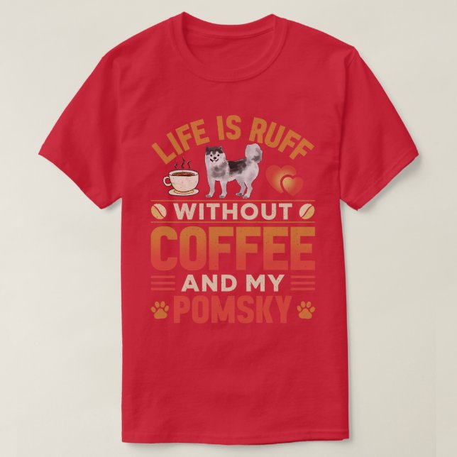 Camiseta Pomsky Dog E Café (Frente do Design)