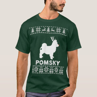 Camiseta Pomsky Dog Lover Christmas Reindeer Ugly Christmas