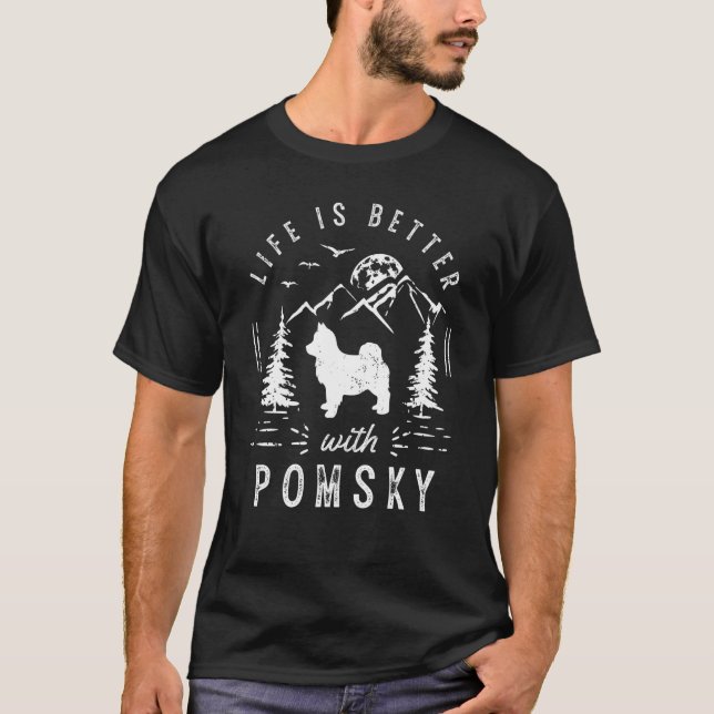 Camiseta Pomsky Life Melhor Mãe Pai (Frente)