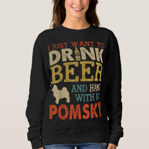 Camiseta Pomsky Pai Beber Cerveja Com Cachorro Engraçado Vi