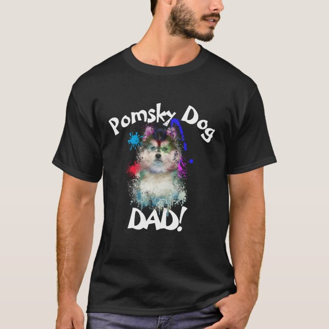 Camiseta Pomsky Pai Dog Melhor Pai De Cão (Frente)