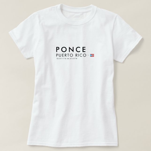 Camiseta Ponce Porto Rico | Coordenadas Tee (Frente do Design)