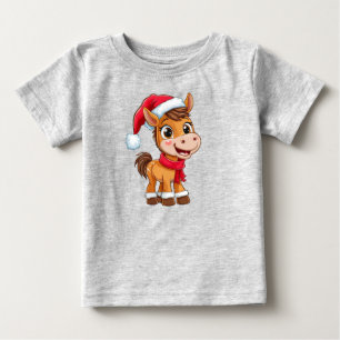 Camiseta Pônei de desenho animado fofo com chapéu e cacheco