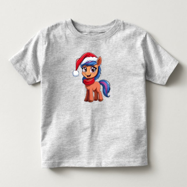 Camiseta Pônei de desenho animado fofo com chapéu e cacheco (Frente)