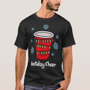 Camiseta Pong de Natal da Taça Solo Vermelha e Feriada