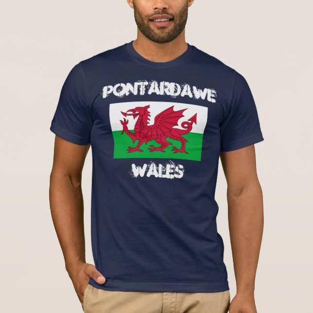Camiseta Pontardawe, País de Gales com bandeira galesa (Frente)