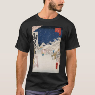 Camiseta Ponte Bikuni em Snow Vintage Ukiyo-e Arte Japonesa