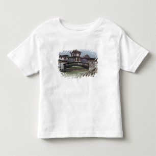 Camiseta Ponte Cantilevered perto do Palácio de Punakha Dz