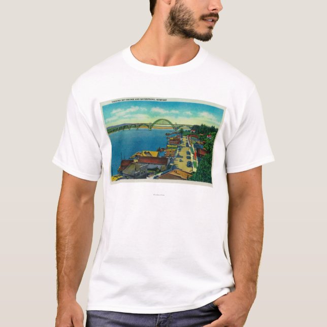 Camiseta Ponte da baía de Yaquina e beira-rio Newport, OU (Frente)