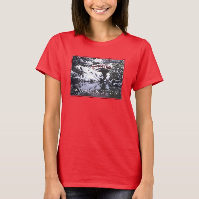 Camiseta Ponte da Lua & Lago no Inverno | Seattle, Washingt (Frente)