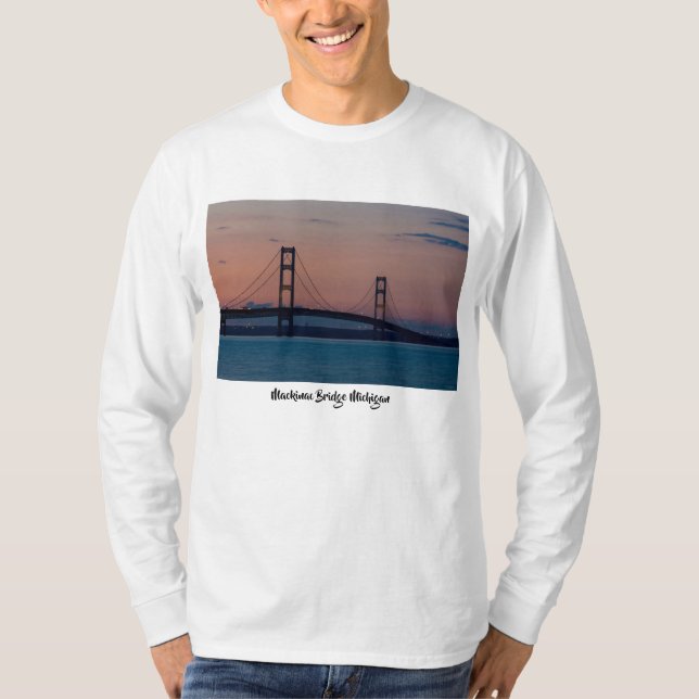 Camiseta Ponte de Mackinac no crepúsculo (Frente)
