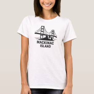 Camiseta Ponte e pinheiros da Ilha Mackinac Michigan