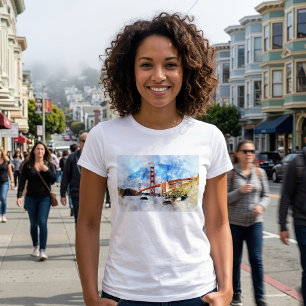 Camiseta Ponte Golden Gate em aquarela em São Francisco