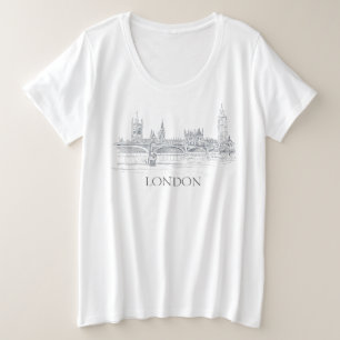 Camiseta Ponte Londres Big Ben Skyline Caneta e Ink Sketch
