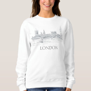 Camiseta Ponte Londres Big Ben Skyline Caneta e Ink Sketch