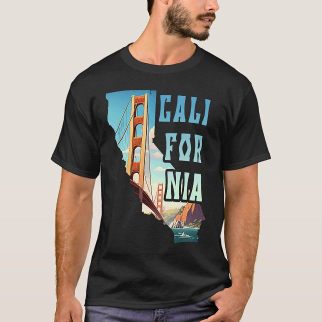 Camiseta Ponte ouro Souvenir San Francisco Mapa de C (Frente)