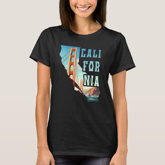 Camiseta Ponte ouro Souvenir San Francisco Mapa de C (Frente)