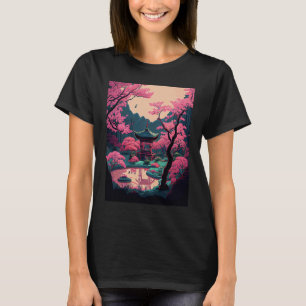 Camiseta Ponte-santuária de cerejeira do Jardim Japonês, co