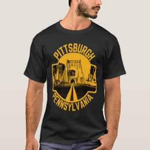 Camiseta Ponte Skyline City em Pittsburgh Pennsylvania 