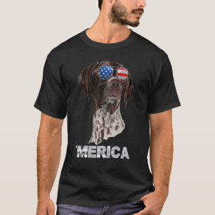 Camiseta Ponteiro Alemão Curto-Americano Bandeira 4th O