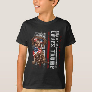 Camiseta Ponteiro Alemão Curto Até Meu Cão Adora Trump