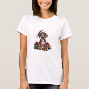 Camiseta Ponteiro alemão de curta distância Santa Hat SPG