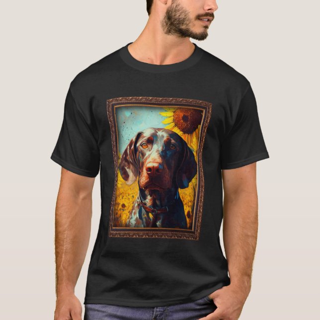 Camiseta Ponteiro de Descanso Alemão Que Pintura O Fluxo De (Frente)