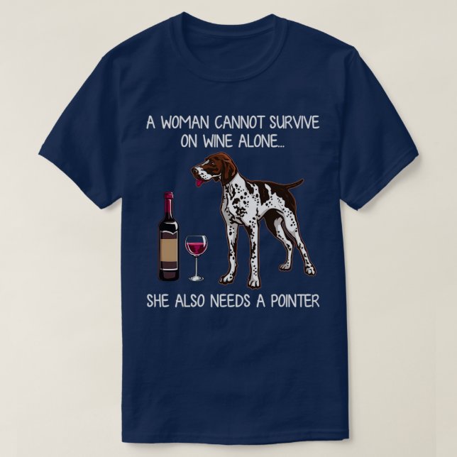 Camiseta Ponteiro e Cão Engraçado de Vinho (Frente do Design)