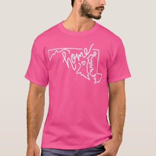 Camiseta Ponto de Contorno do Estado inicial de Maryland em