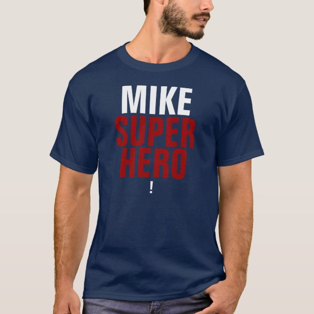Camiseta Ponto de exclamação de Mike Supehero (Frente)