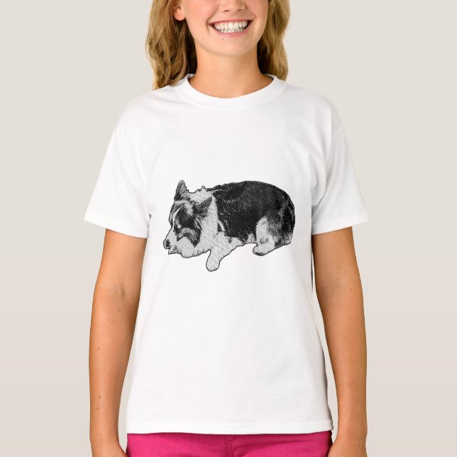 Camiseta ponto de inverno calmo, corgi (Frente)