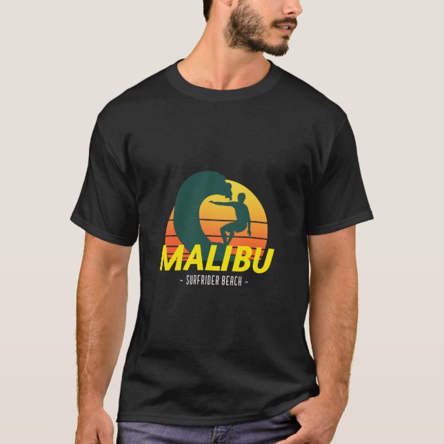Camiseta Ponto de surfe na praia de Malibu (Frente)