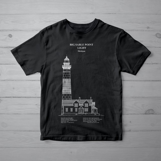 Camiseta Ponto do Grande Sable - Michigan – DC (Big Sable Point Lighthouse - Michigan – AD. Girl Basic Black T-Shirt)