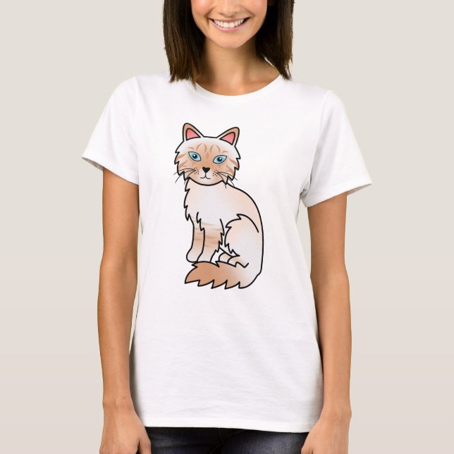 Camiseta Ponto Vermelho Tabby Birman / Ragdoll Gato de Dese (Frente)