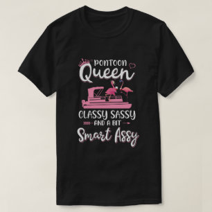 Camiseta Pontoon Queen Classy Sassy Engraçado Flamingo Dri