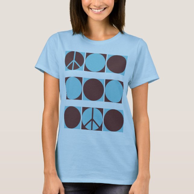 Camiseta Pontos de paz azuis e castanhos (Frente)