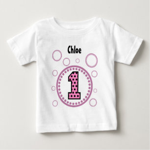 Camiseta Pontos e bolhas de primeiro aniversario com um ano
