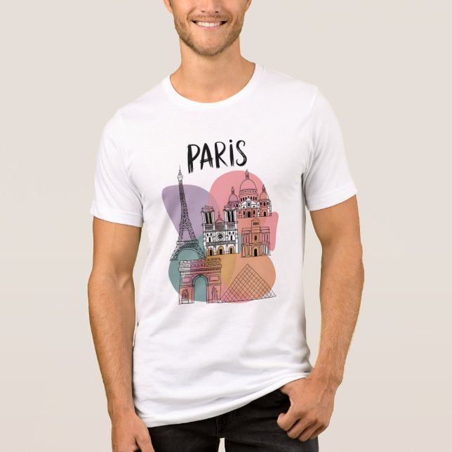 Camiseta Pontos Turísticos de Paris – Viagem Ilustrada Colo (Frente)