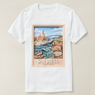 Camiseta Pontos Turísticos de San Diego Califórnia em Textu