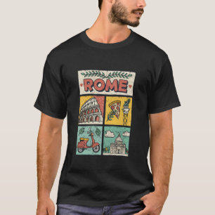 Camiseta Pontos Turísticos Roma Itália Arte de Viagem Vinta