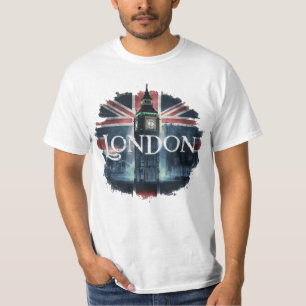 Camiseta Pontos turísticos únicos de Londres e a bandeira d
