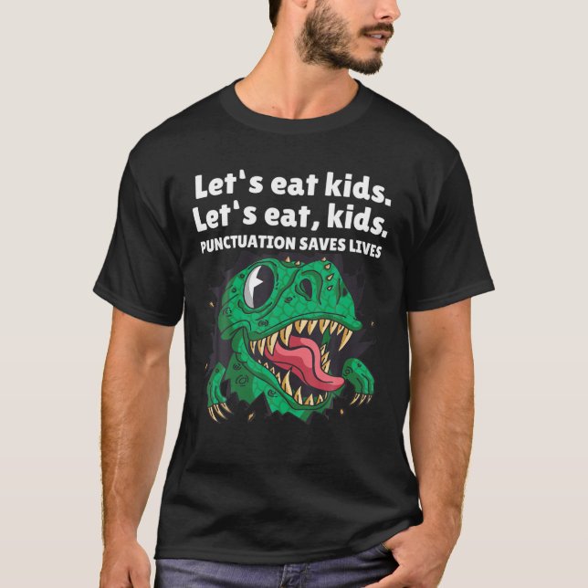 Camiseta Pontuação Engraçada De Dinossauro Salva O Professo (Frente)