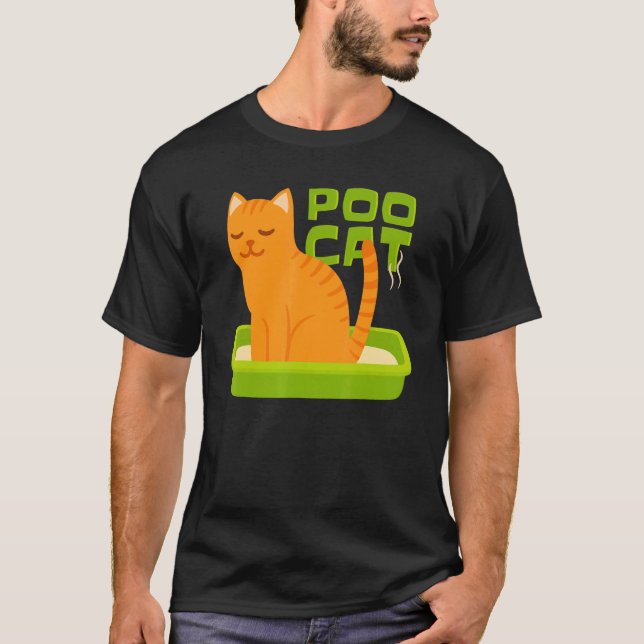 Camiseta Poo Cat Litter Box Stinky Poo (Frente)