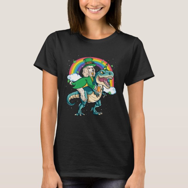 Camiseta Poodle Beer Dino Rex Horn Rainbow Dog (Frente)