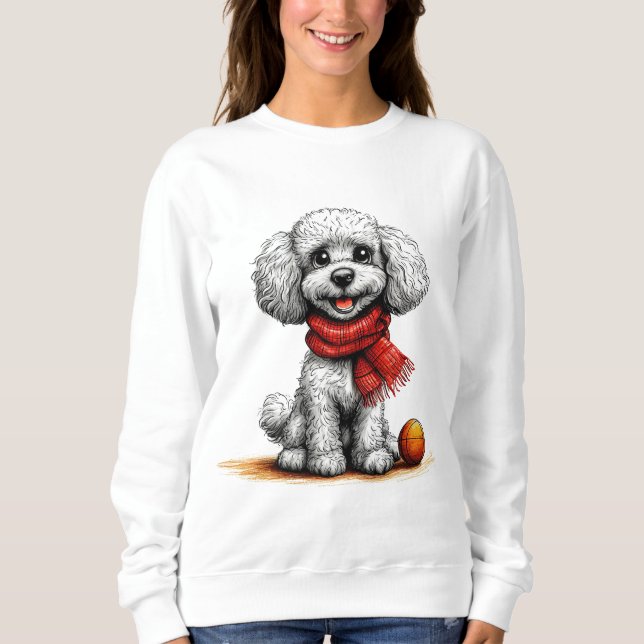 Camiseta Poodle Branco Fofo Presente Para Amantes de Cães (Frente)